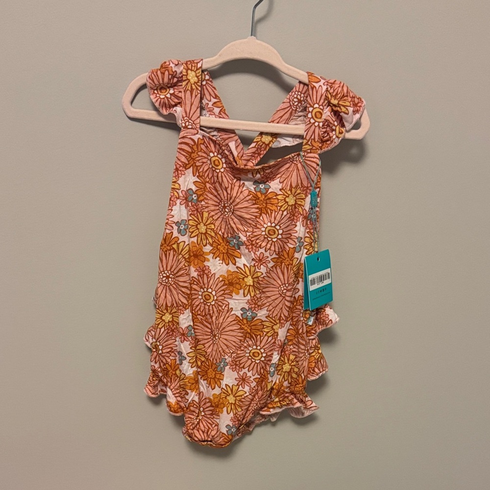 NWT 18-24 month Posh Peanut Orange Floral Baby Outfit